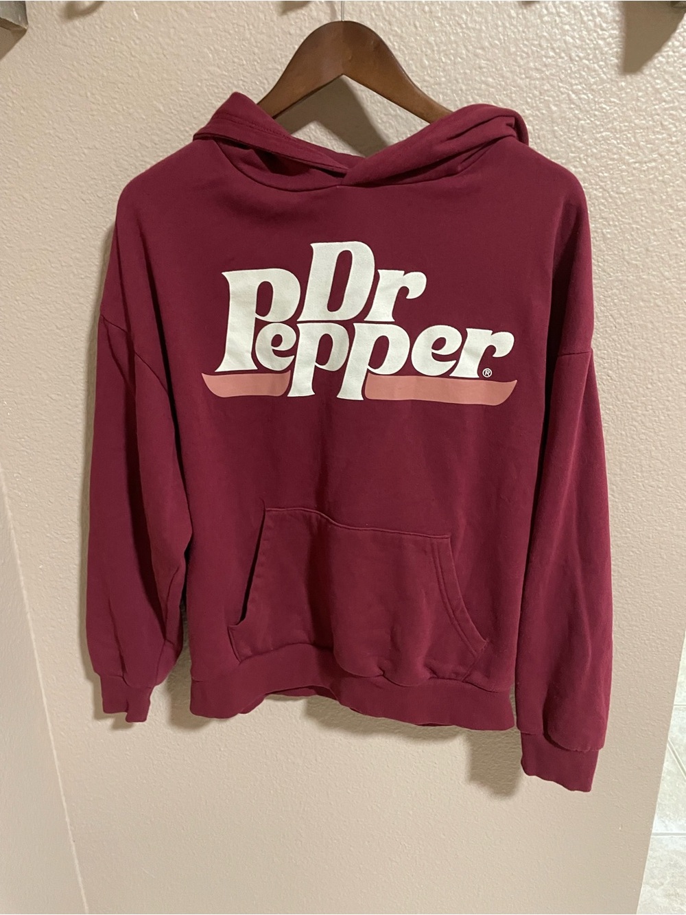 Dr. Pepper Maroon Logo Hoodie Sweatshirt for Men